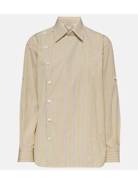 Camisa de algodón a rayas Bottega Veneta amarillo