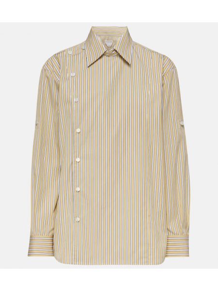 Lunga camicia di cotone a righe Bottega Veneta giallo