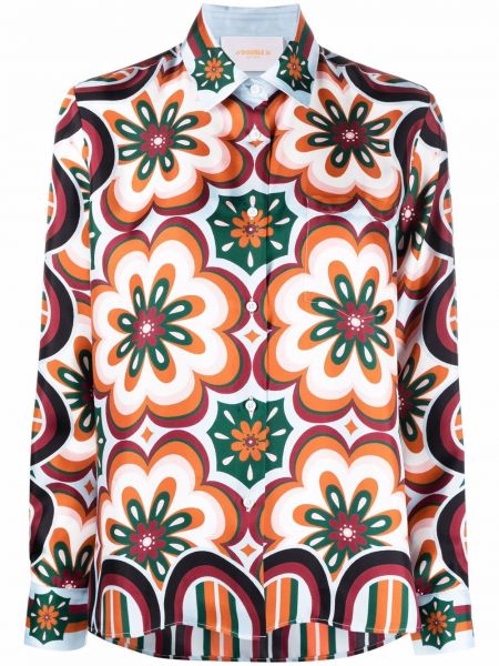 Camisa de seda de flores con estampado La Doublej naranja
