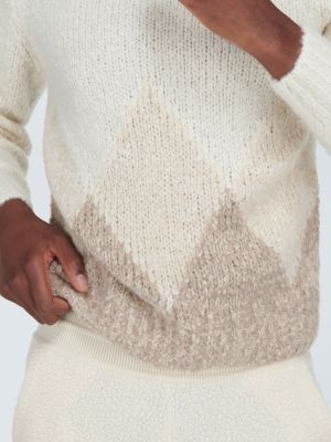 Kašmírový sveter s vzorom argyle Loro Piana béžová