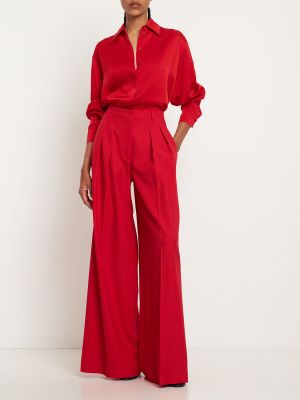 Vlněné kalhoty s vysokým pasem relaxed fit Michael Kors Collection červené