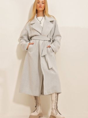Παλτό με μοτίβο ψαροκόκαλο Trend Alaçatı Stili
