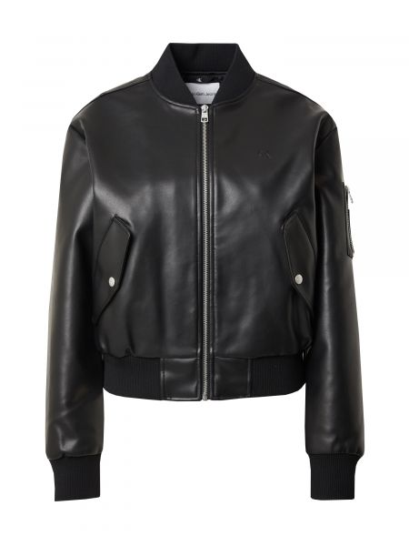 Veste en jean en cuir en imitation cuir Calvin Klein Jeans noir