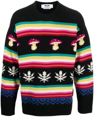 Жакардов плетен пуловер Msgm черно