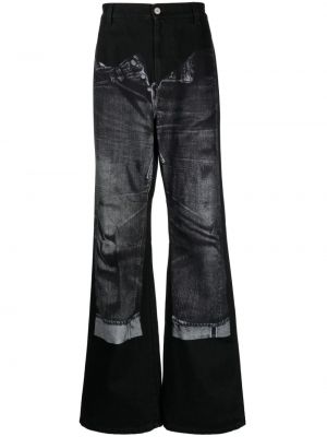 Bavlnené džínsy s rovným strihom s potlačou Jean Paul Gaultier čierna
