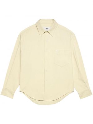 Βαμβακερό πουκάμισο με τσέπες Ami Paris κίτρινο