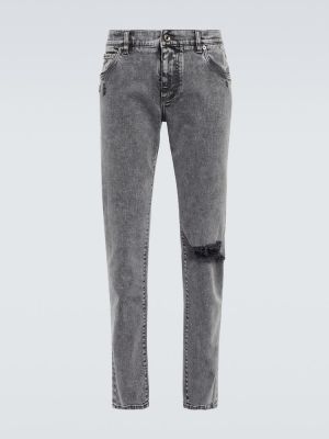 Obnosené skinny fit džínsy Dolce&gabbana sivá