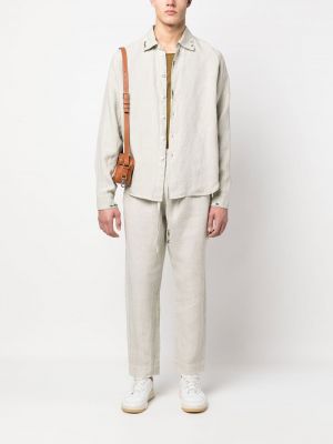 Lininė siuvinėta marškiniai Nick Fouquet balta