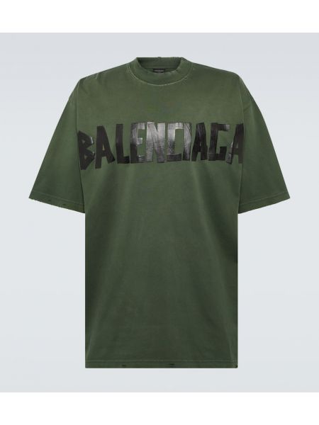 Džersis medvilninis marškinėliai Balenciaga žalia