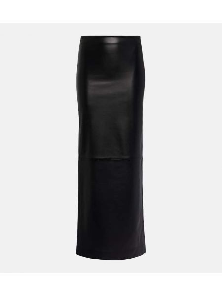 Kožená sukňa s nízkym pásom Mônot čierna
