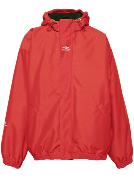 Lyžiarska bunda s kapucňou s potlačou Balenciaga červená