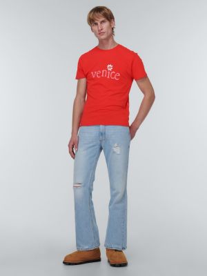 Bavlnené tričko s potlačou Erl červená