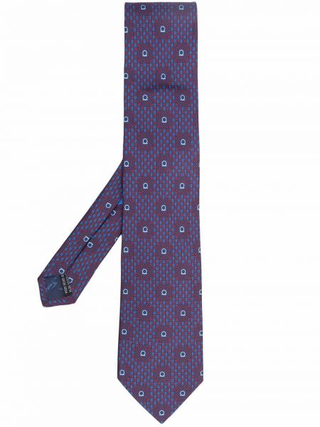 Corbata de seda con estampado con estampado abstracto Salvatore Ferragamo azul