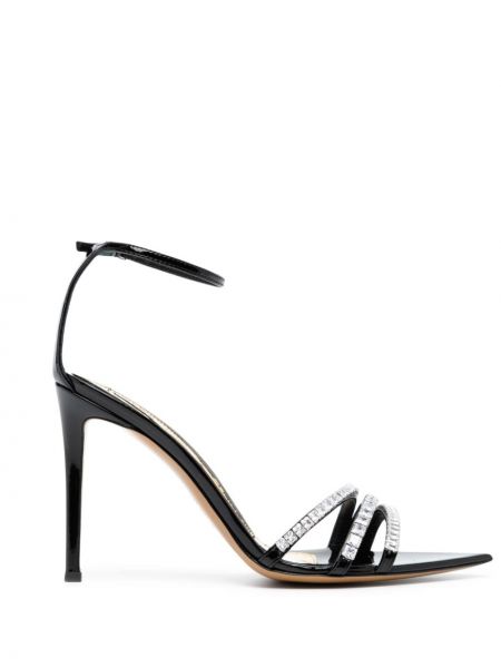 Krištáľové kožené sandále Alexandre Vauthier čierna