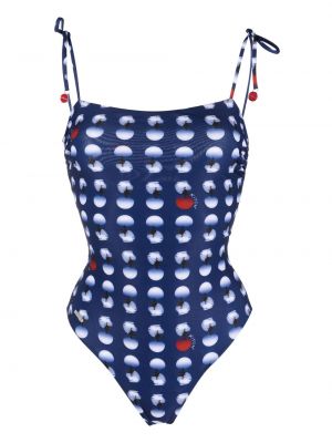 Gepunkteter badeanzug mit print Kiton blau