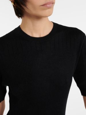 T-shirt di cachemire in maglia Lisa Yang nero
