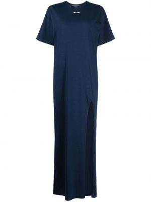 Памучна рокля с принт Msgm синьо