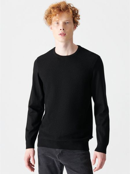 Жакардов пуловер Avva черно