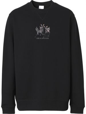 Medvilninis siuvinėtas džemperis Burberry juoda