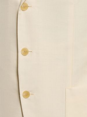 Mohérové vlněné sako s tropickým vzorem Auralee béžové