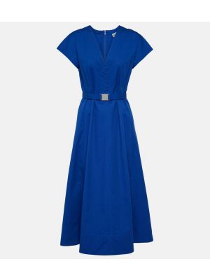 Βαμβακερή μίντι φόρεμα Tory Burch μπλε