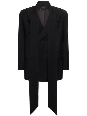 Viskózová vlnená bunda Mugler čierna
