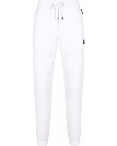 Белые хлопковые спортивные штаны Philipp Plein