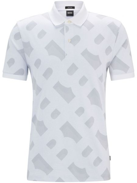 Poloshirt med print Boss hvid