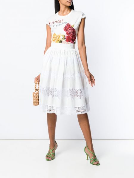 Falda larga de encaje Dolce & Gabbana blanco