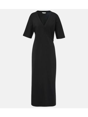 Βαμβακερή μίντι φόρεμα από ζέρσεϋ Max Mara μαύρο