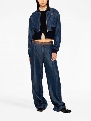 Jeansjacke mit stickerei Miu Miu blau