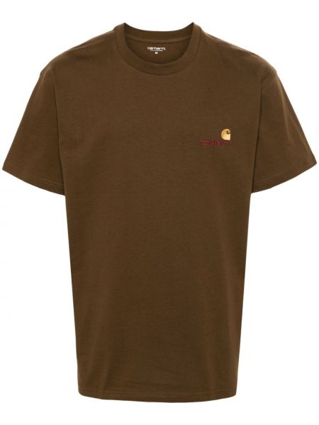 Bavlněné tričko Carhartt Wip hnědé