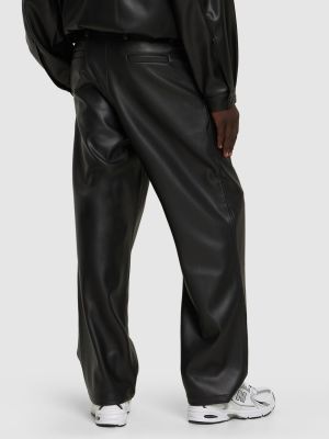 Kožené kalhoty z imitace kůže The Frankie Shop černé
