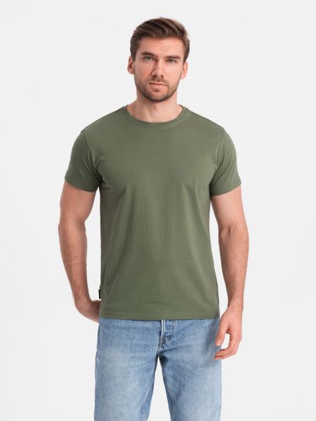 Klasické bavlnené základné tričko Ombre khaki