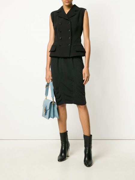 Černé drapované midi sukně Alaïa Pre-owned