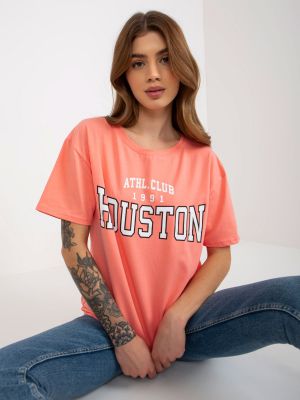 Relaxed fit marškinėliai su užrašais Fashionhunters rožinė