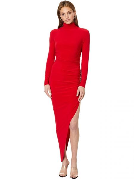 Красное длинное платье с длинным рукавом Norma Kamali