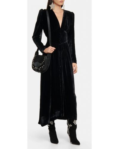 Midi haljina od samta Isabel Marant crna