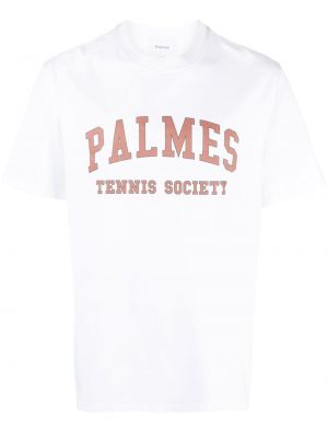 Памучна тениска с принт Palmes бяло