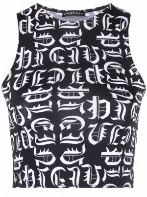 Trykt crop top Philipp Plein svart