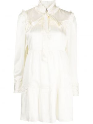 Сатенена рокля с панделка Batsheva бяло