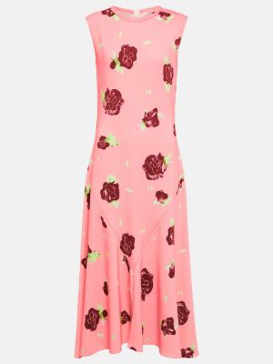 Midi obleka s cvetličnim vzorcem Marni roza