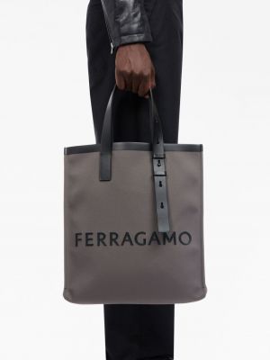 Kožená shopper kabelka Ferragamo šedá