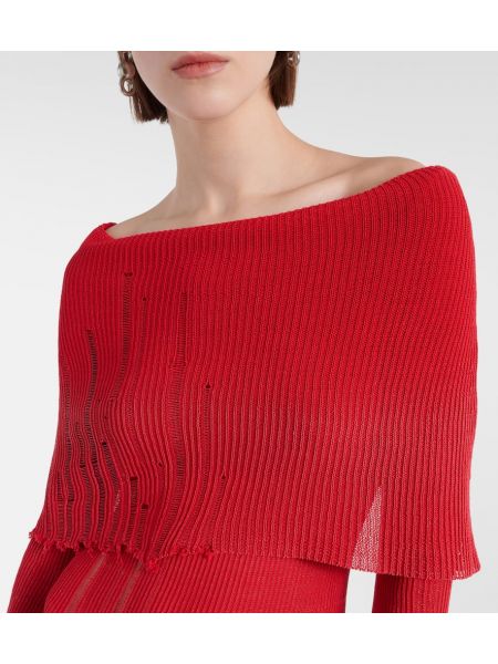 Βαμβακερή μάξι φόρεμα με φθαρμένο εφέ Acne Studios κόκκινο