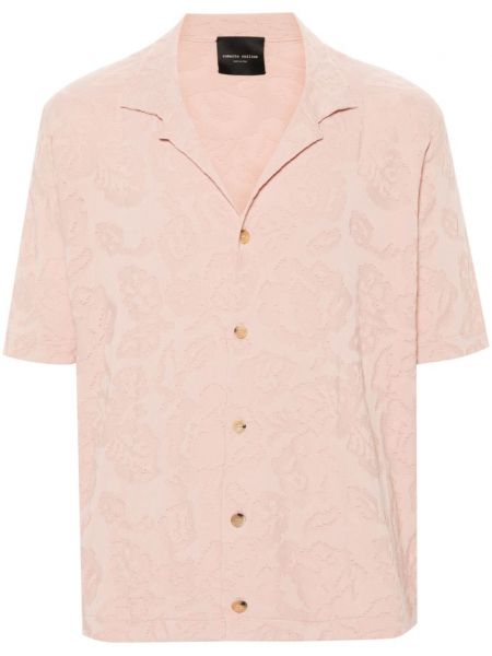 Žakárová bavlněná košile Roberto Collina růžová