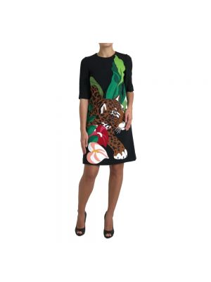 Mini vestido con estampado con rayas de tigre Dolce & Gabbana negro