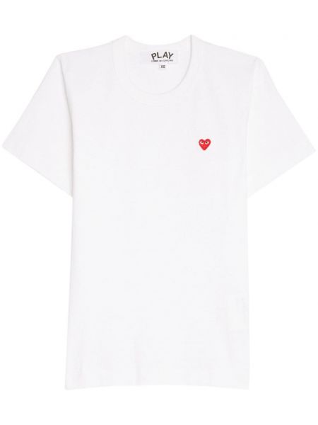 Памучна тениска бродирана със сърца Comme Des Garçons Play бяло
