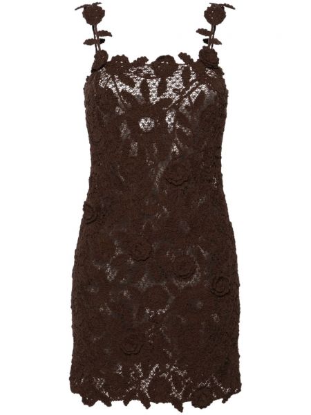 Φλοράλ βαμβακερή φόρεμα Blumarine καφέ
