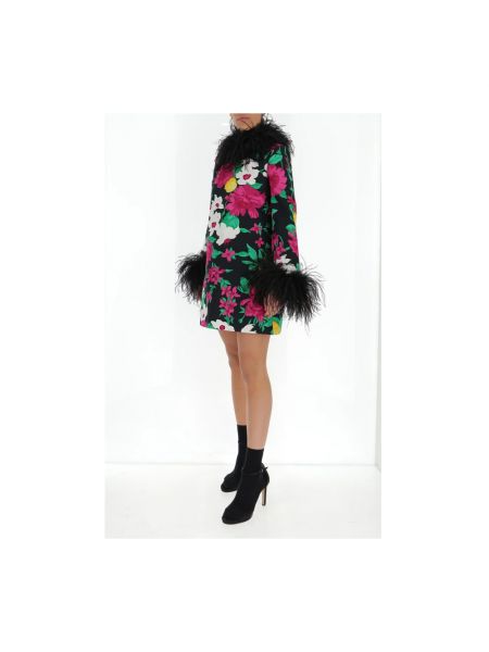 Mini vestido con plumas de flores con estampado Saint Laurent