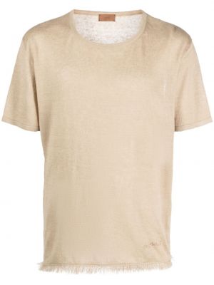 T-shirt brodé en lin Alanui beige